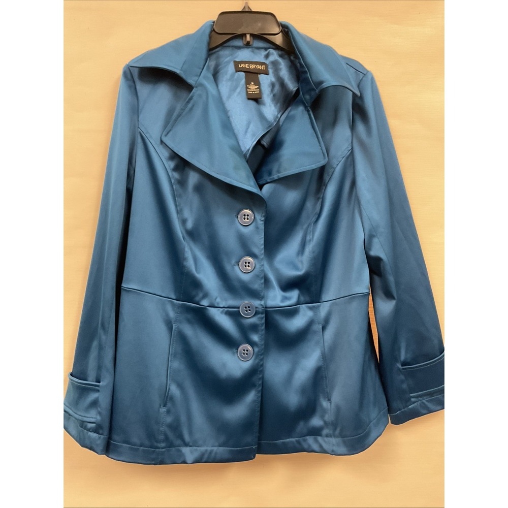 Lane Bryant Shiny Satin 4 Button Blazer Jacket, Size 16